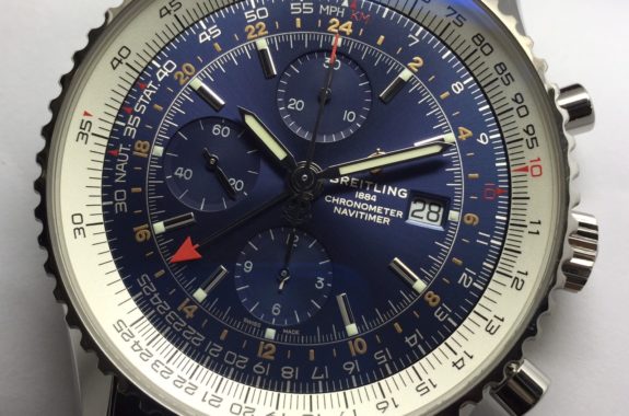 ブライトリング BREITLING A24322 ナビタイマー ワールド クロノグラフ GMT 自動巻き メンズ 美品 箱・保証書付き_777916